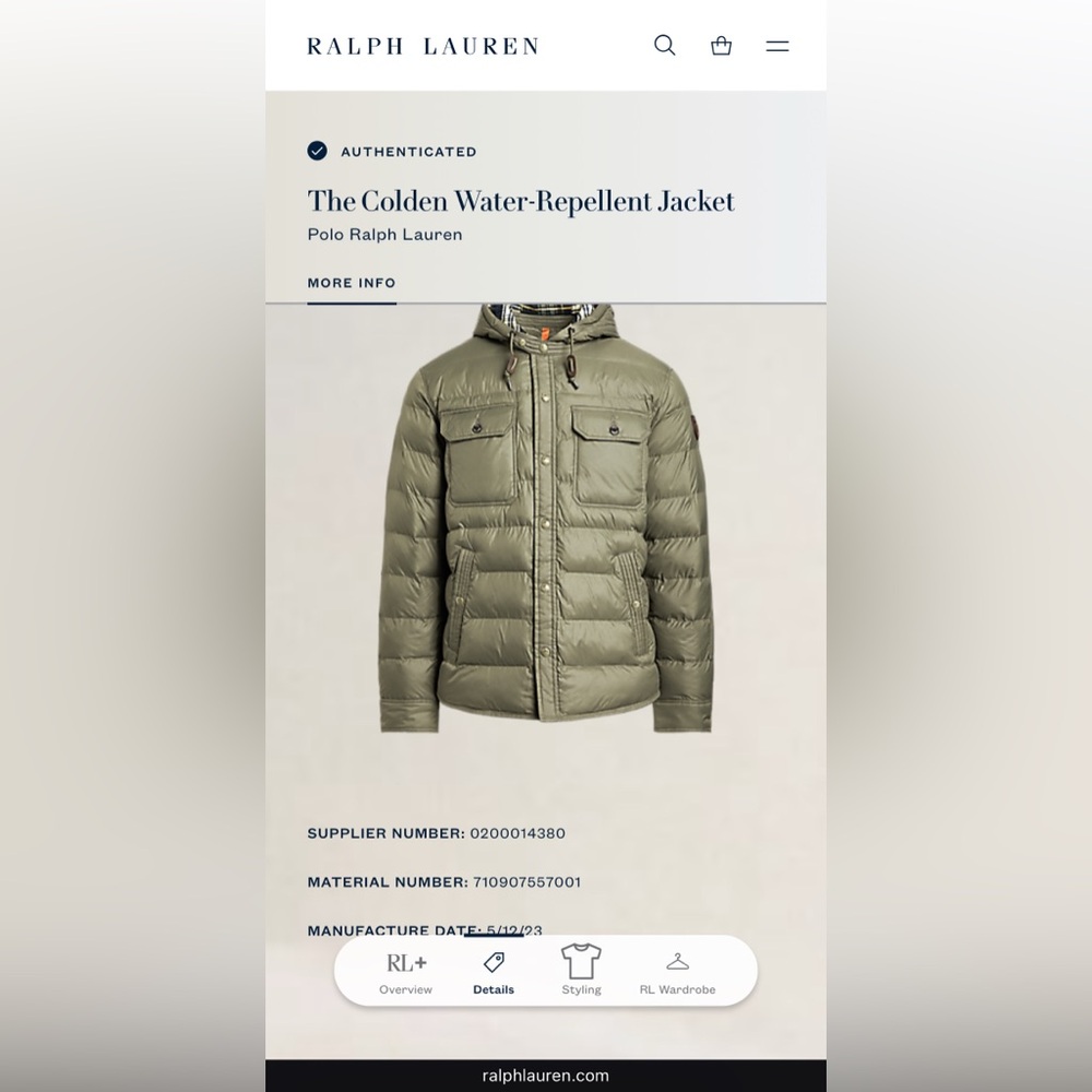 Polo Ralph Lauren Men's Olive Puffer Jacket - Picture 16 of 16